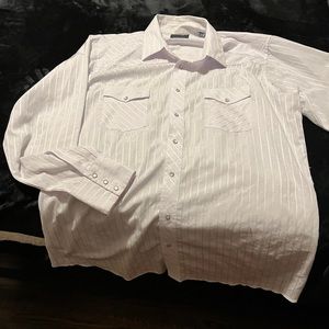 Wrangler | White Pearl Snap Button Down- Long sleeve- Men’s XLT
